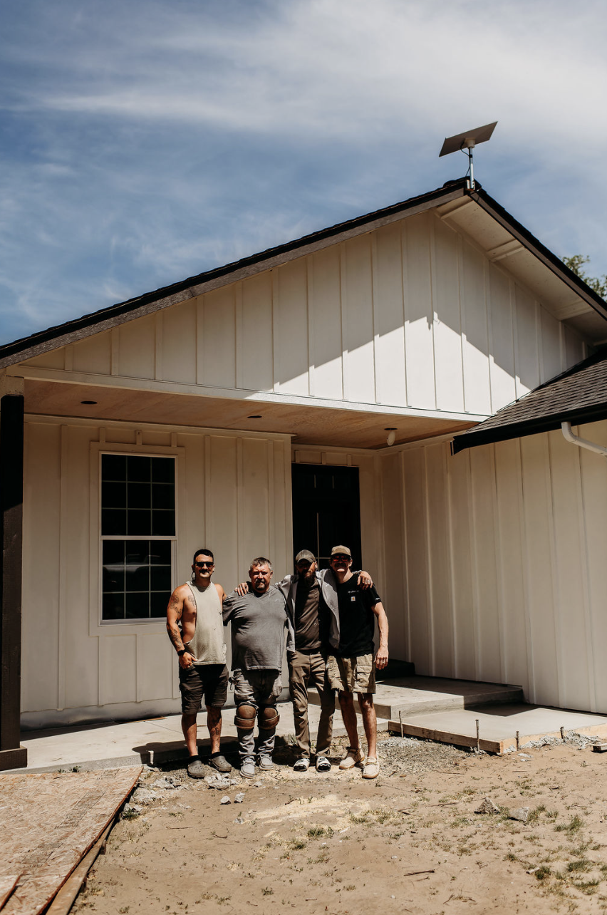 Crew on a finished porch