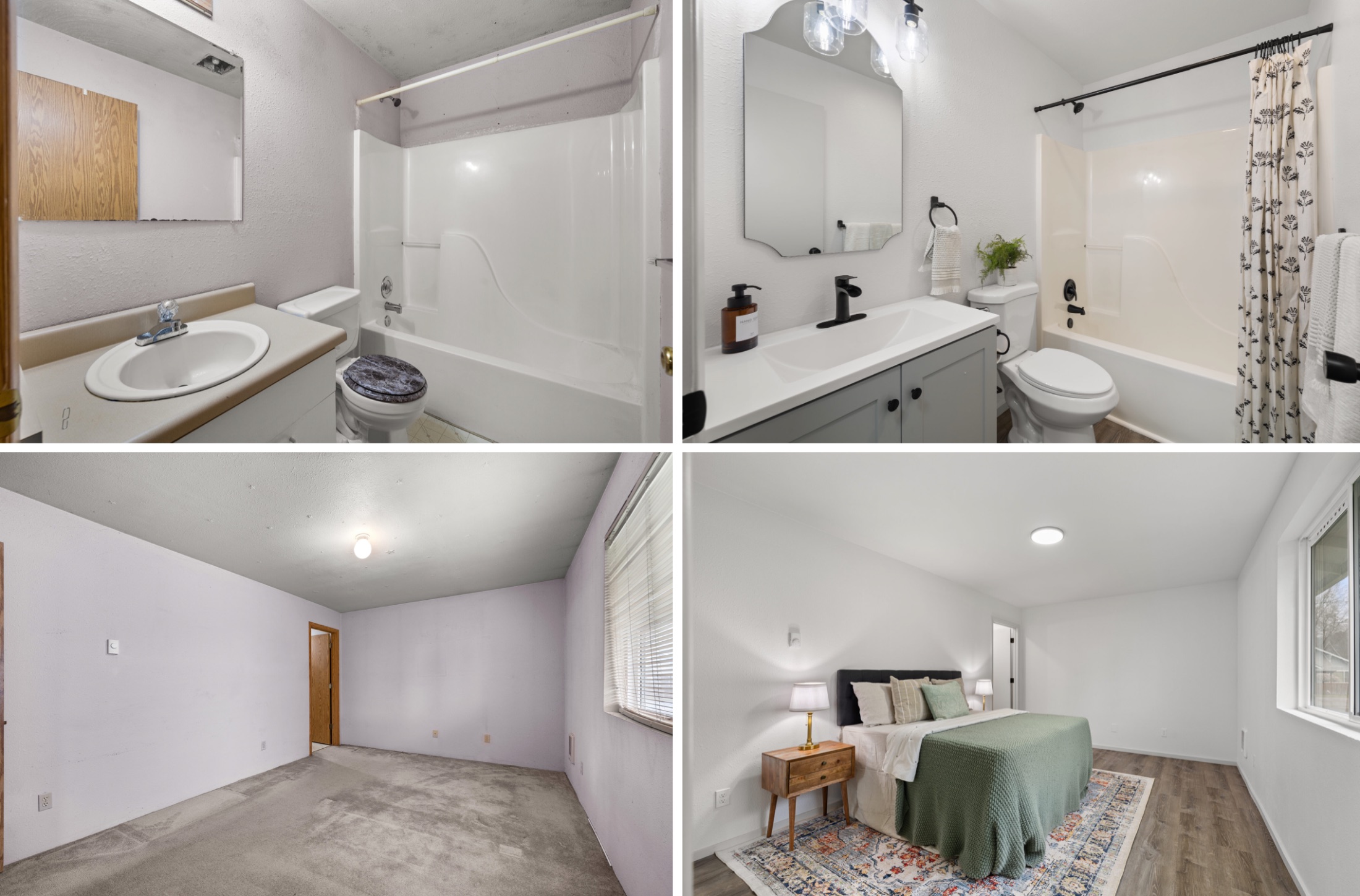 307 E Curtis — secondary bath before/after