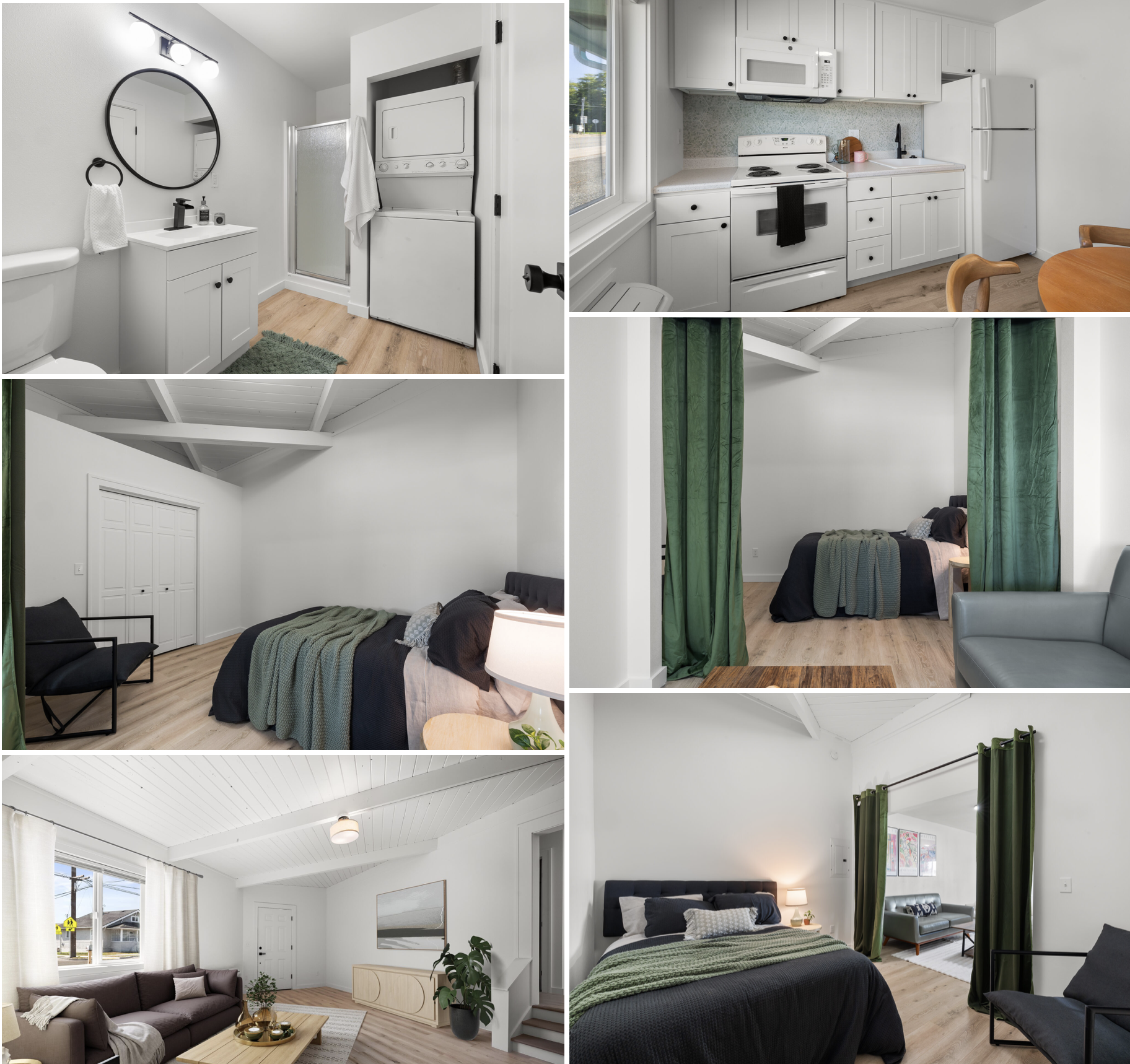 S West Blvd Apts — studio interiors, kitchens, bedrooms, and baths